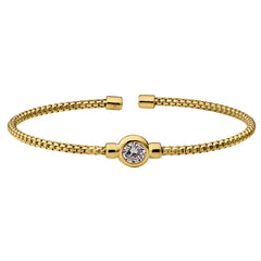 Box Link Cuff Bezel Set Birthstone Bracelet - April