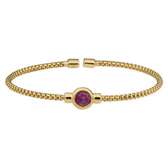 Box Link Cuff Bezel Set Birthstone Bracelet - July