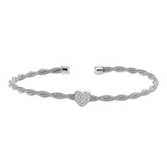 Twisted Cable Cuff Bracelet with Central Heart