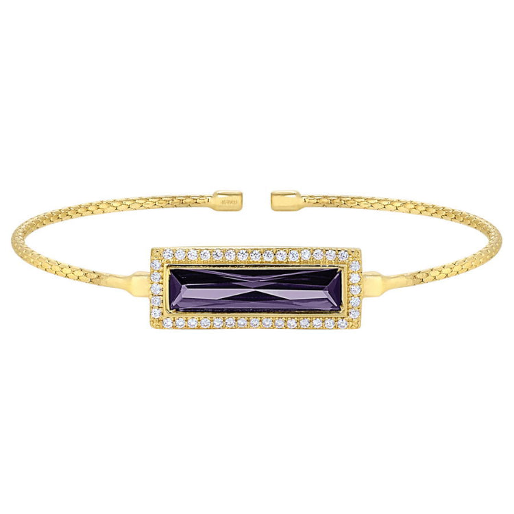Rectangle Birthstone Cuff Bracelet - February