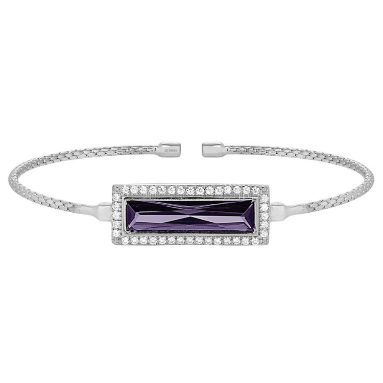 Rectangle Birthstone Cuff Bracelet - February