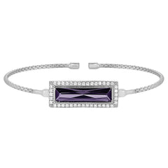 Rectangle Birthstone Cuff Bracelet - February