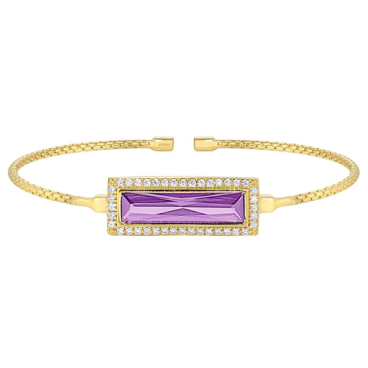 Rectangle Birthstone Cuff Bracelet - June