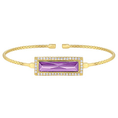 Rectangle Birthstone Cuff Bracelet - June