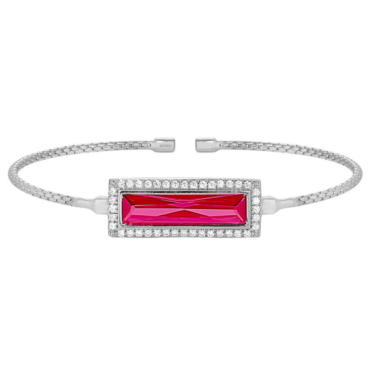 Rectangle Birthstone Cuff Bracelet - July