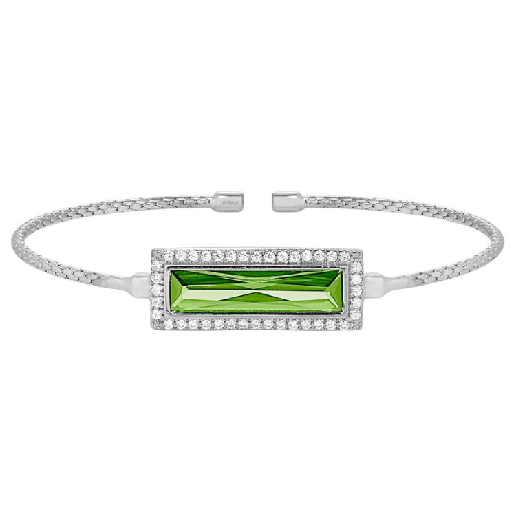 Rectangle Birthstone Cuff Bracelet - August