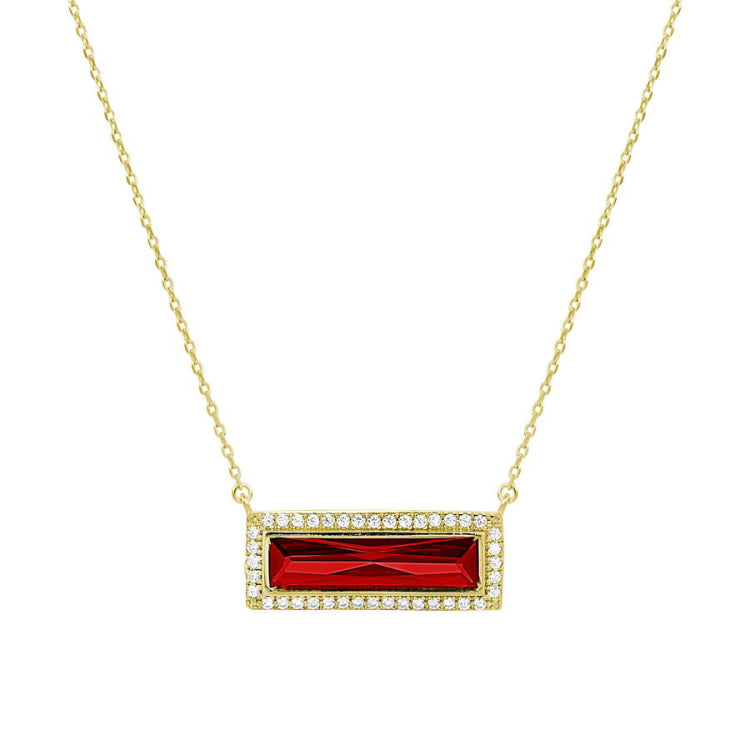 Birthstone Necklace with Rectangle Stone - January