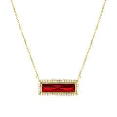 Birthstone Necklace with Rectangle Stone - January