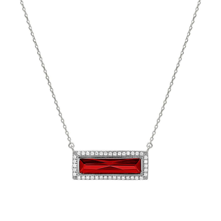 Birthstone Necklace with Rectangle Stone - January
