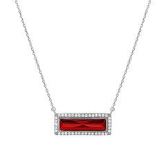 Birthstone Necklace with Rectangle Stone - January