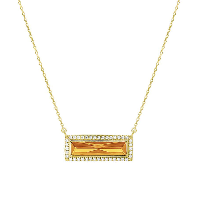 Birthstone Necklace with Rectangle Stone - November