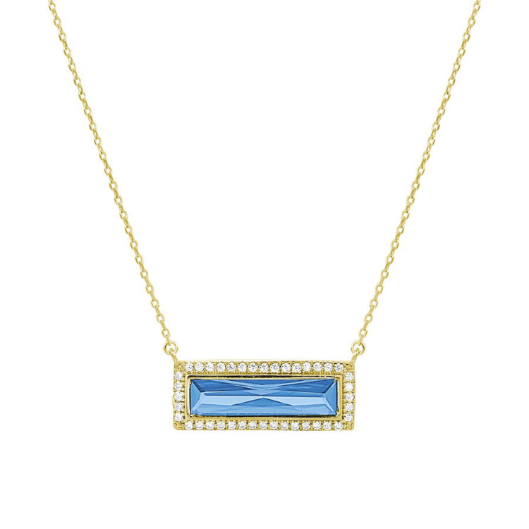 Birthstone Necklace with Rectangle Stone - December