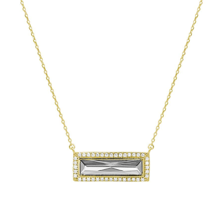 Birthstone Necklace with Rectangle Stone - April