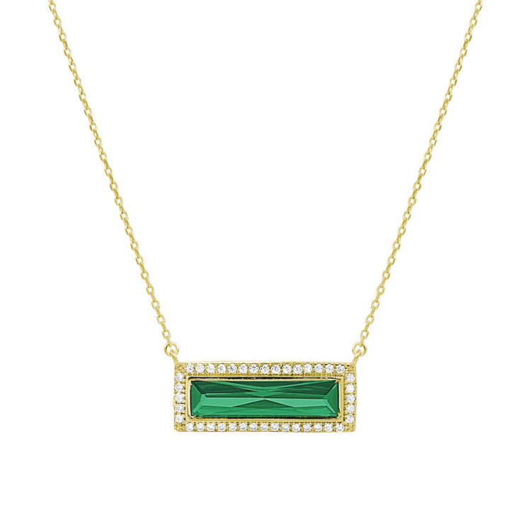 Birthstone Necklace with Rectangle Stone - May