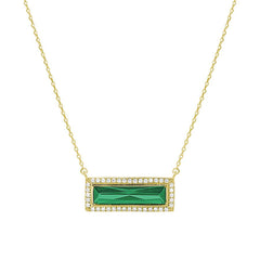 Birthstone Necklace with Rectangle Stone - May