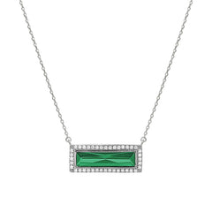 Birthstone Necklace with Rectangle Stone - May