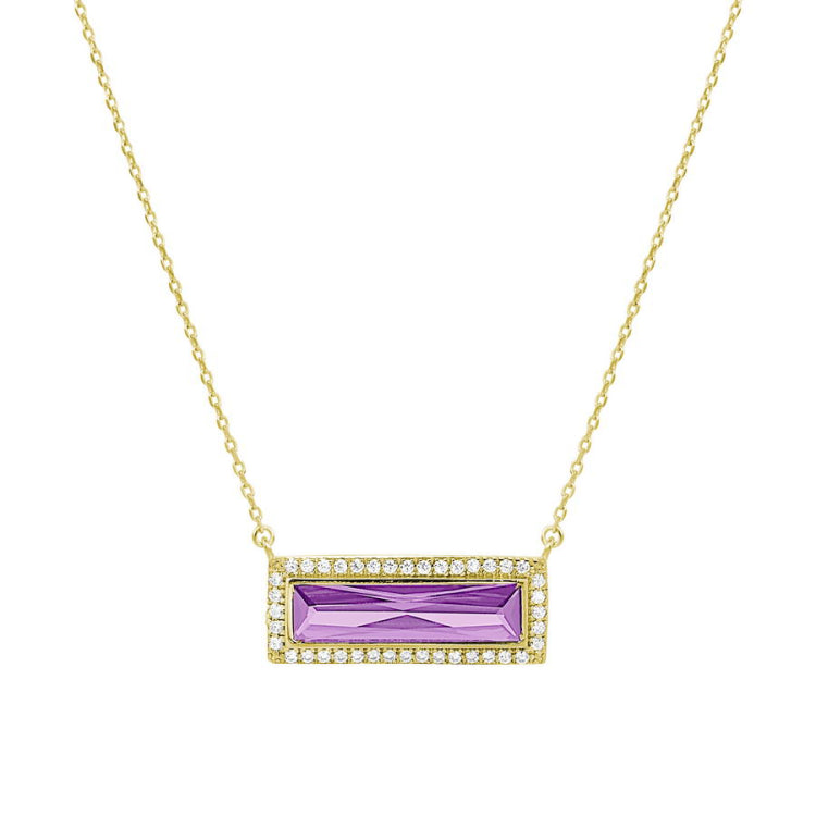 Birthstone Necklace with Rectangle Stone - June