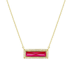 Birthstone Necklace with Rectangle Stone - July
