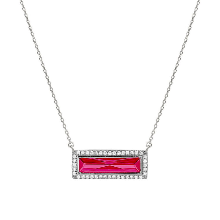 Birthstone Necklace with Rectangle Stone - July