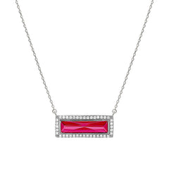 Birthstone Necklace with Rectangle Stone - July