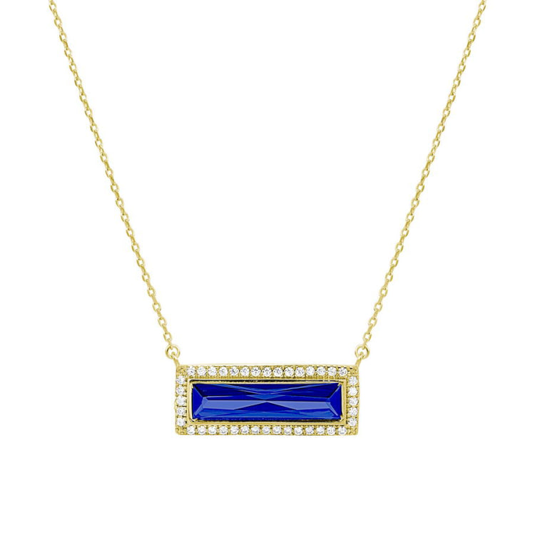 Birthstone Necklace with Rectangle Stone - September