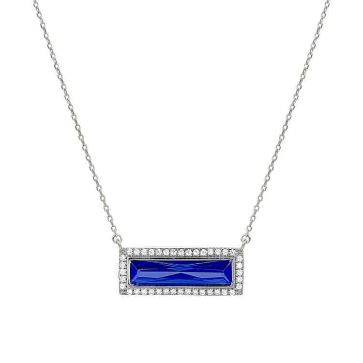 Birthstone Necklace with Rectangle Stone - September