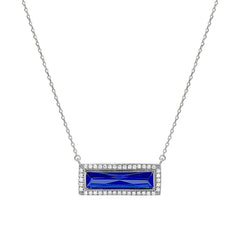 Birthstone Necklace with Rectangle Stone - September