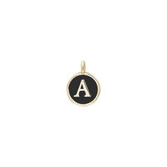 Black Enamel Initial Charm