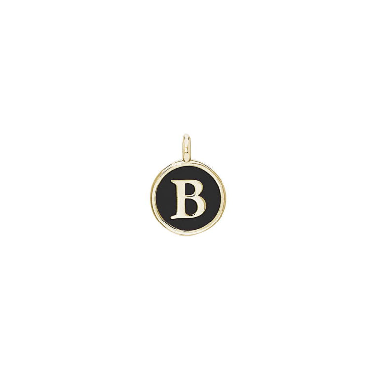 Black Enamel Initial Charm
