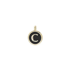 Black Enamel Initial Charm