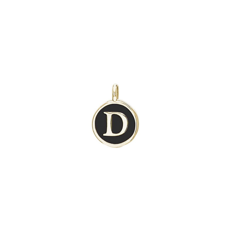 Black Enamel Initial Charm