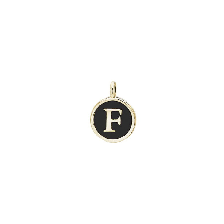 Black Enamel Initial Charm