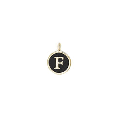 Black Enamel Initial Charm