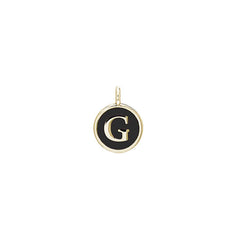 Black Enamel Initial Charm