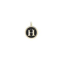 Black Enamel Initial Charm