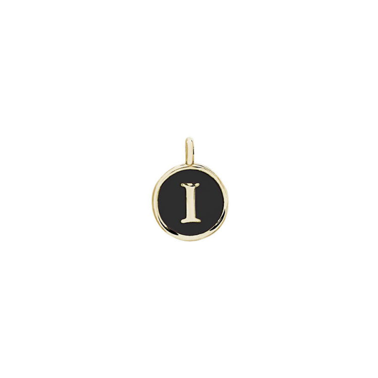 Black Enamel Initial Charm
