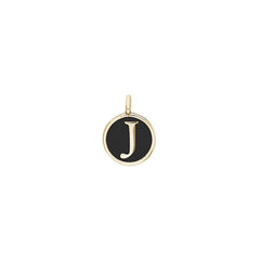 Black Enamel Initial Charm