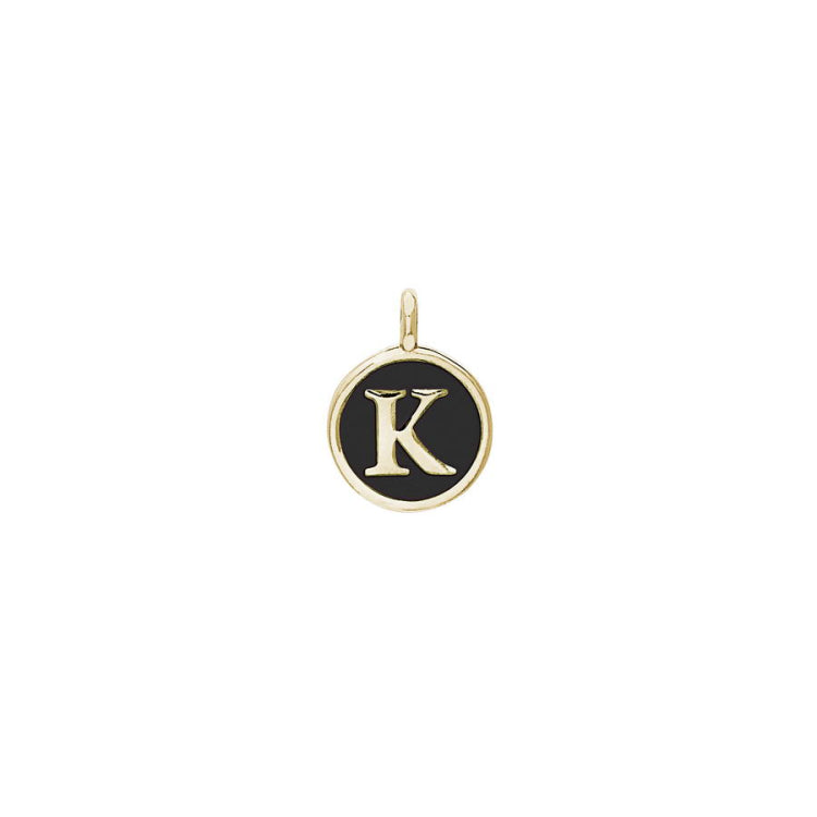 Black Enamel Initial Charm