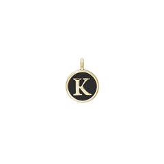 Black Enamel Initial Charm