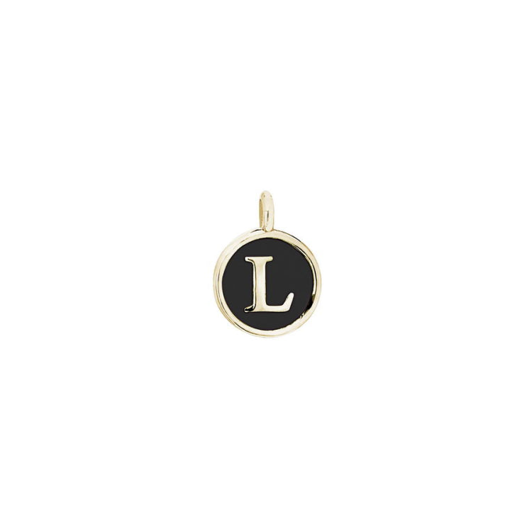Black Enamel Initial Charm