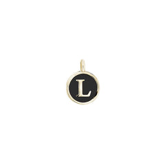 Black Enamel Initial Charm