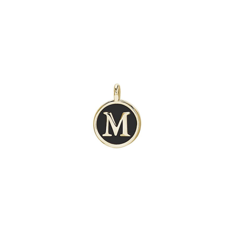 Black Enamel Initial Charm