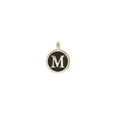 Black Enamel Initial Charm