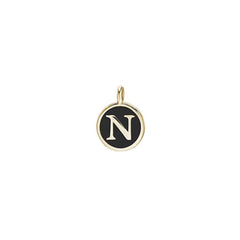 Black Enamel Initial Charm