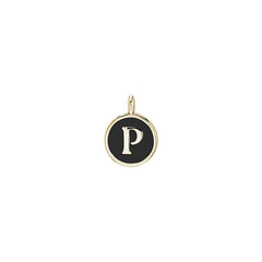 Black Enamel Initial Charm