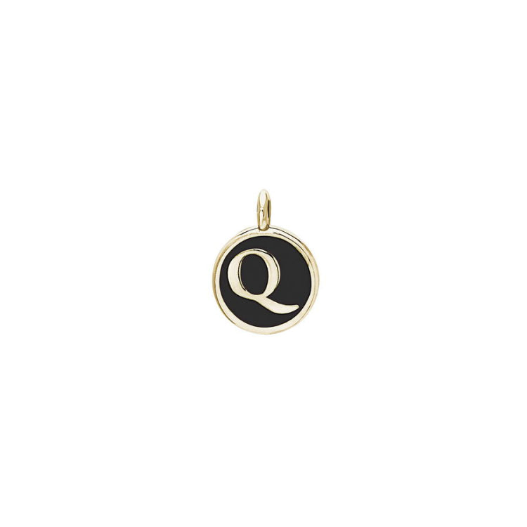 Black Enamel Initial Charm