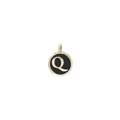 Black Enamel Initial Charm