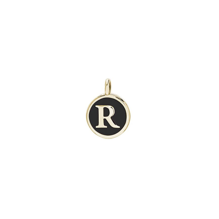 Black Enamel Initial Charm