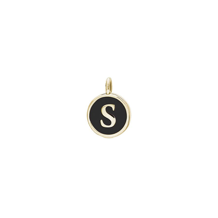 Black Enamel Initial Charm