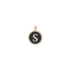 Black Enamel Initial Charm